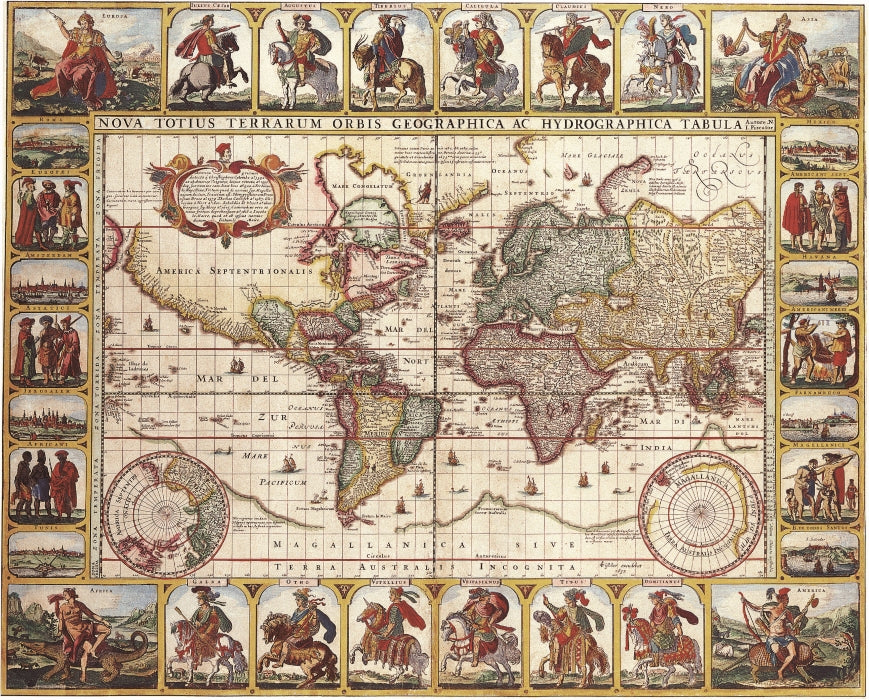 Antique Map of the World; Map by Nicolas Visscher 1652