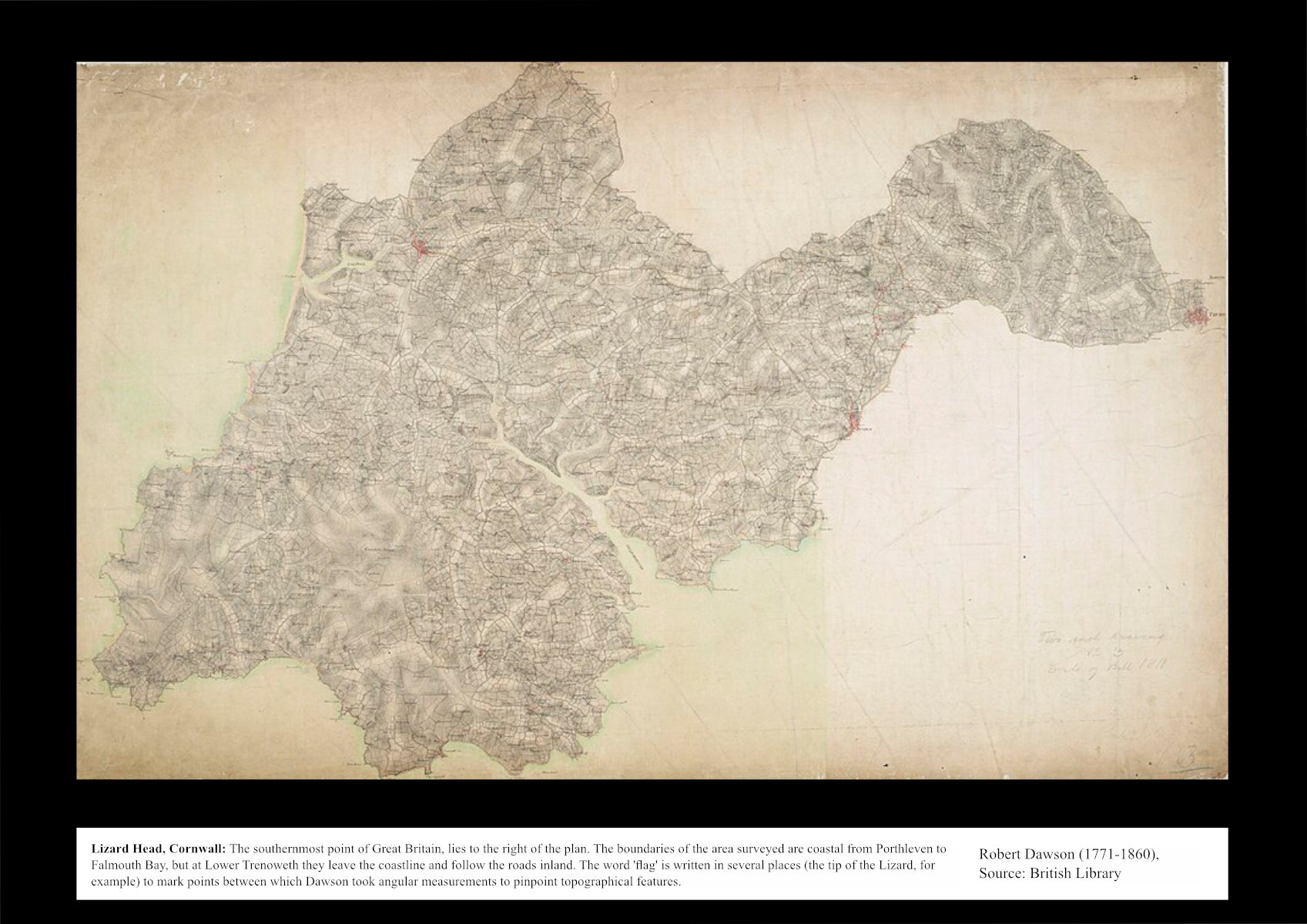 UK Vintage Map - Falmouth Coast Cornwall
