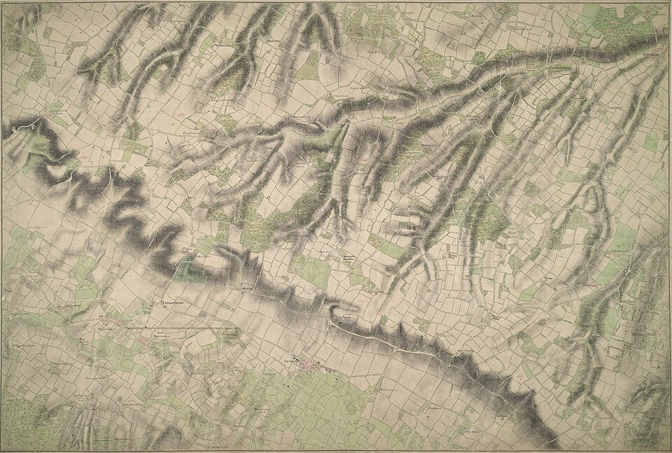 UK Vintage Map - North Downs Kent