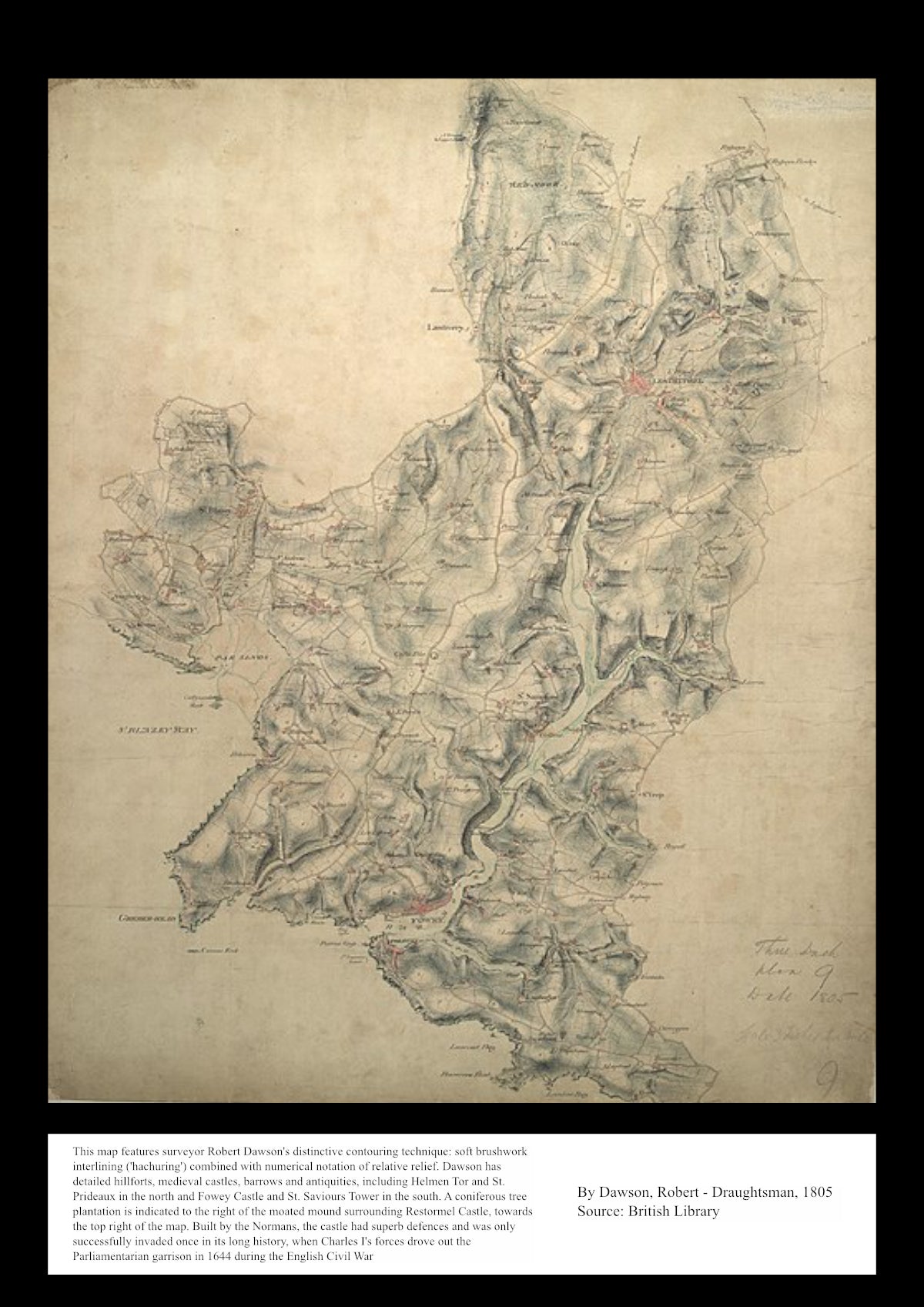 UK Vintage Map - Restormel Castle Cornwall